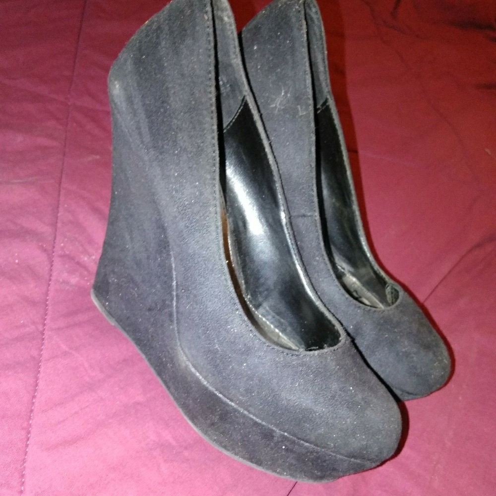 Black Suede Wedges